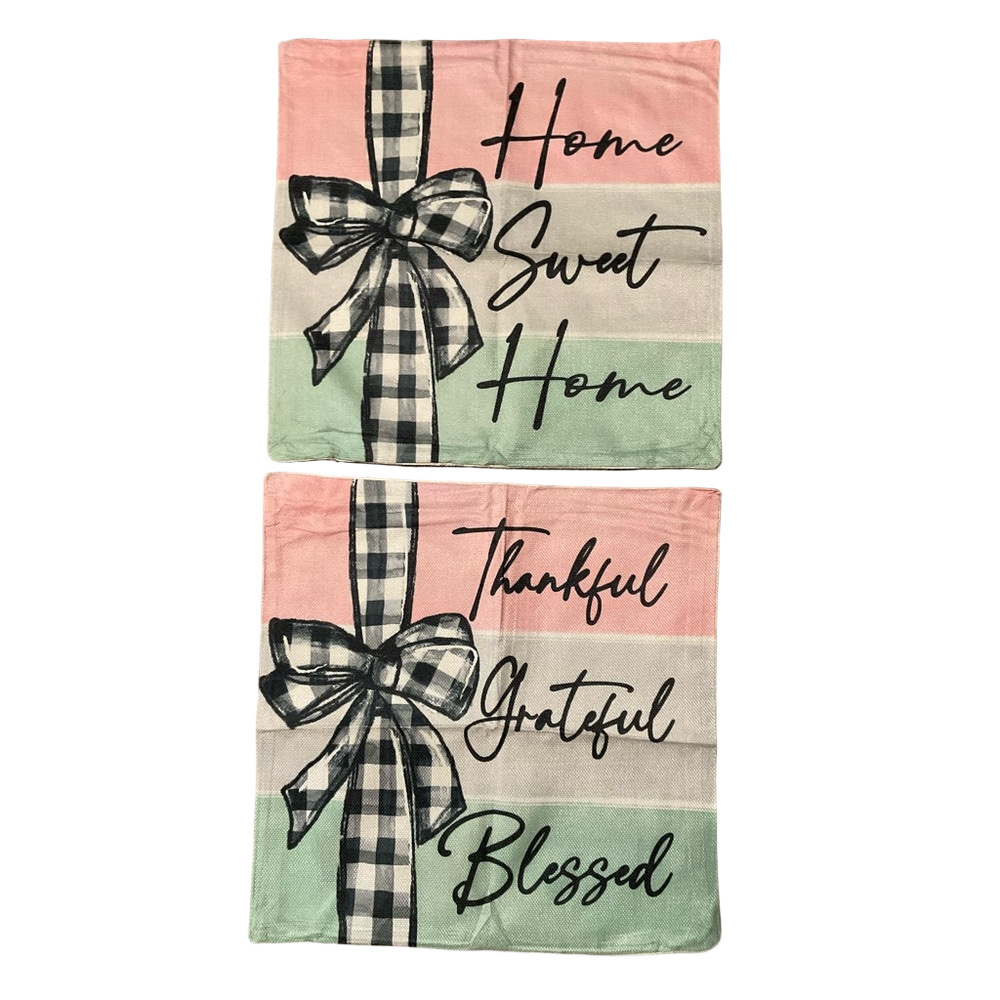 NWOT Colorlife Spring Home Sweet Home & Thankful Grateful Blessed Pillow Covers